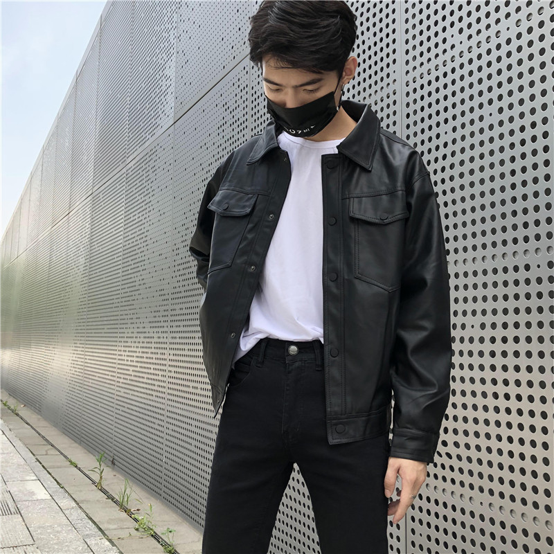 Men's PU Leather Lapel Jacket