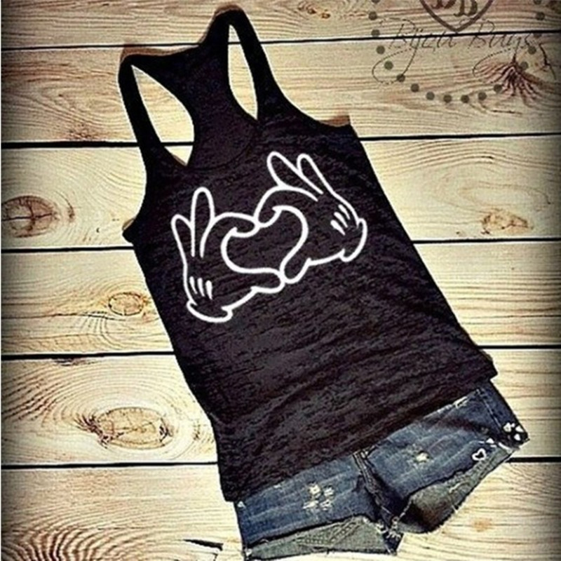 Cute Love Printed Sleeveless T-Shirt 3