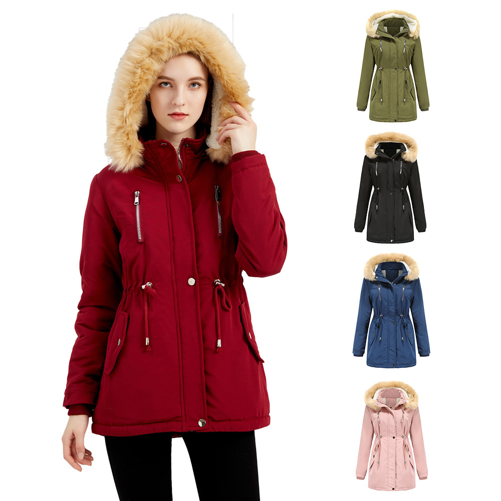 Women's Winter Coat with Detachable Hood and Fleece