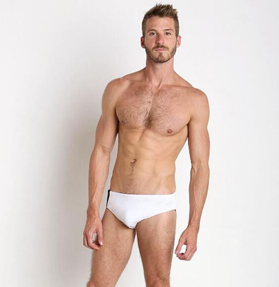 Men's Black Low-Waist Triangle Swim Trunks