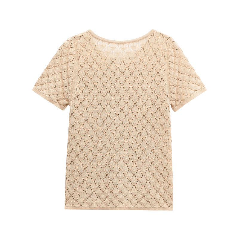 Textured Knit Short Sleeve T-Shirt 3