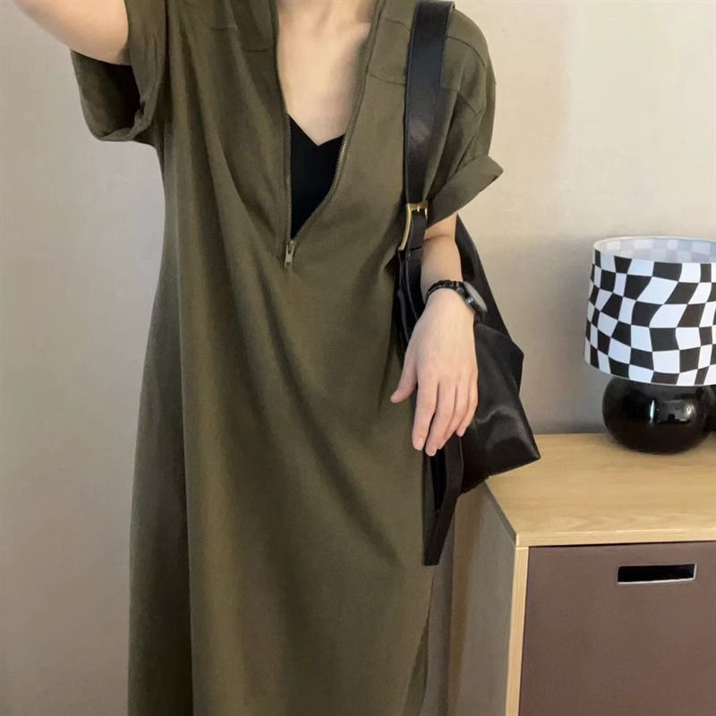 Elegant Retro Hepburn-Style Zipper Dress