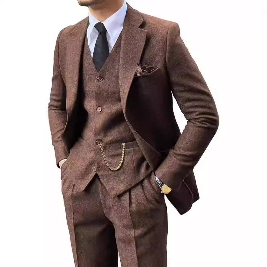 Herringbone Men's Slim-Fit Suit