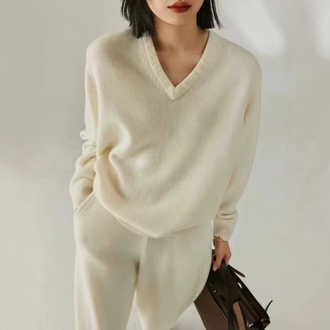 Women's V-Neck Knitted Base-Layer Sweater