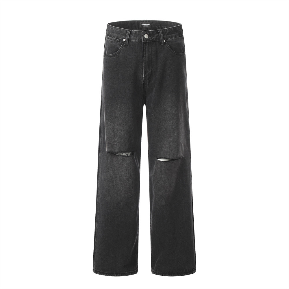Men's Fashion Ripped Straight-Leg Jeans