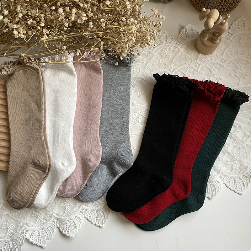 Mid-Calf Lace Combed Cotton Baby Socks
