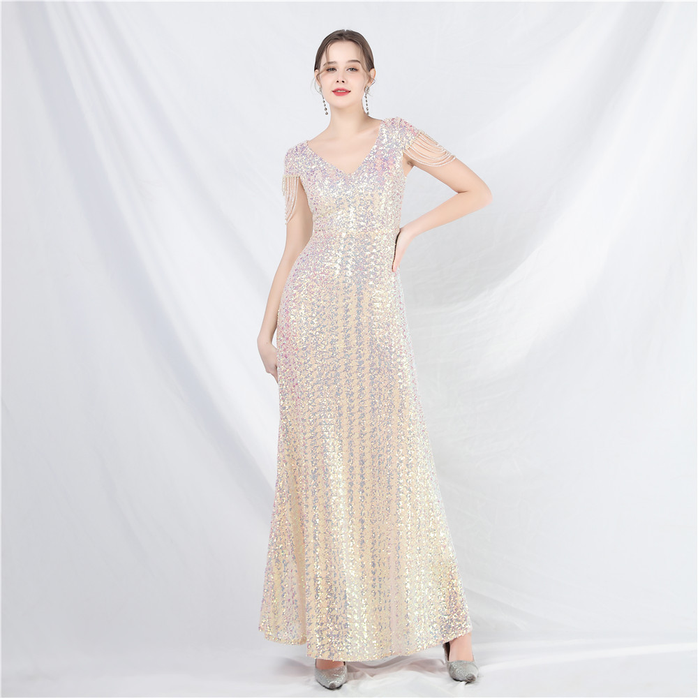 Women's A-Line Dress with Craft Beads and Sequins