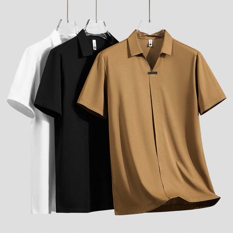 Men's Casual V-Neck Shirt with Invisible Adhesive