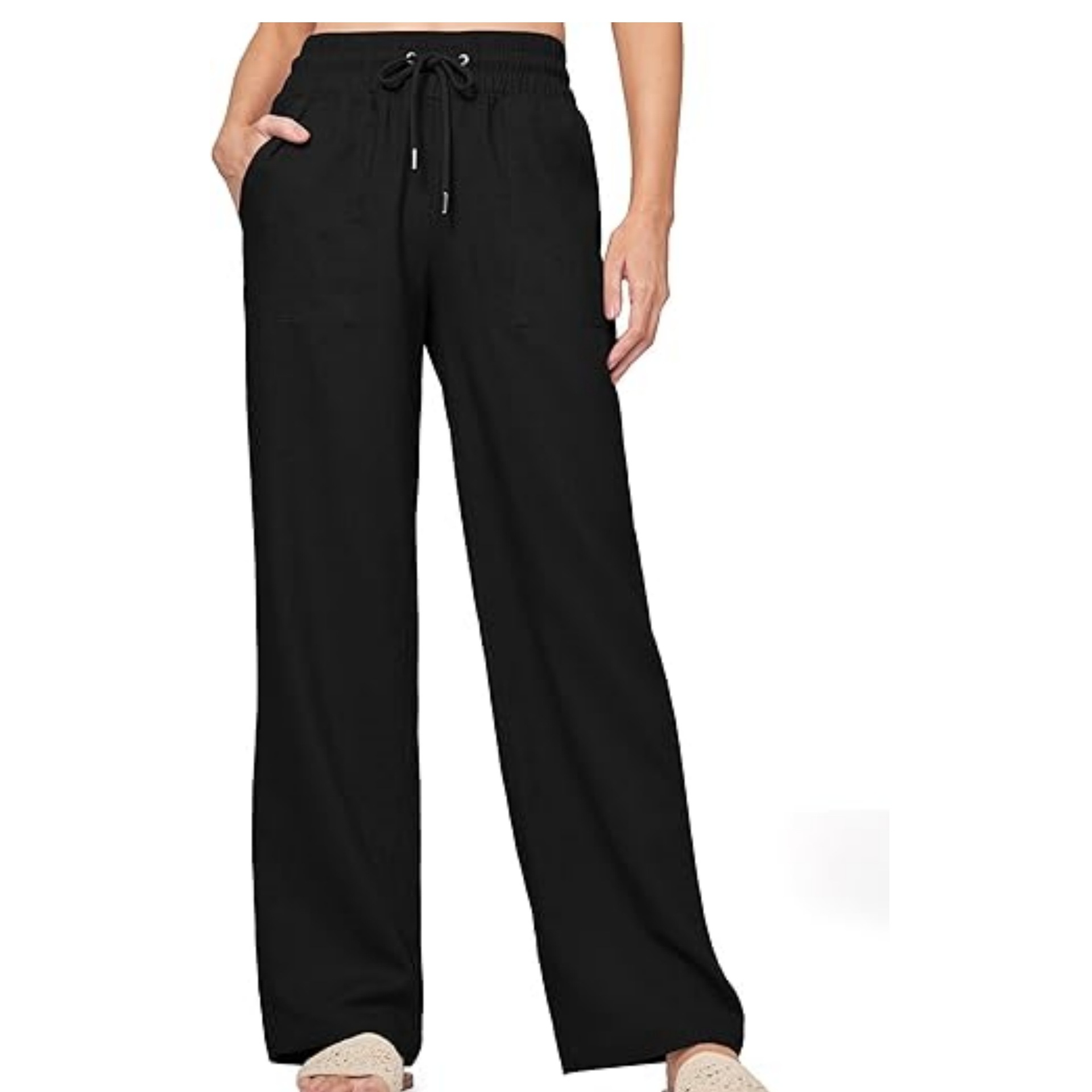 Women's Linen and Cotton Wide-Leg Casual Pants