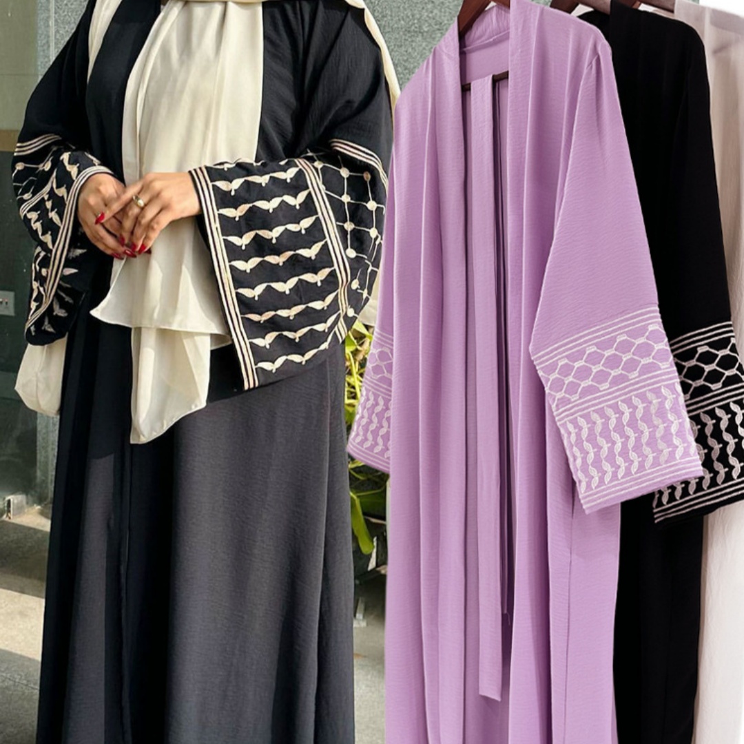 Machine-Embroidered Pocket Lace-Up Dress