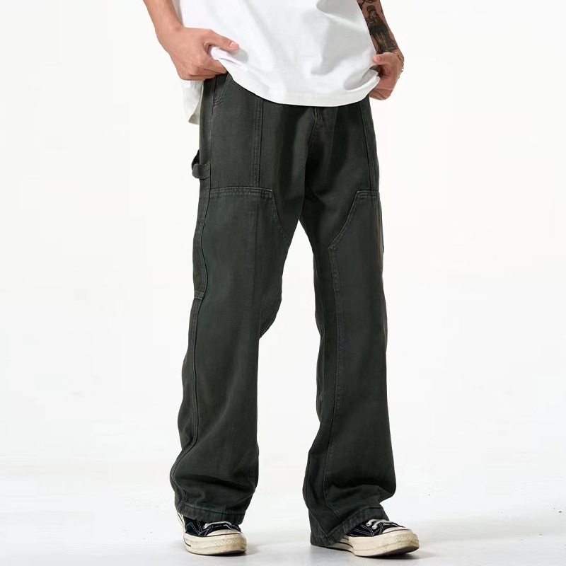 Dark Gray Simple Men's Jeans with Loose Straight Fit