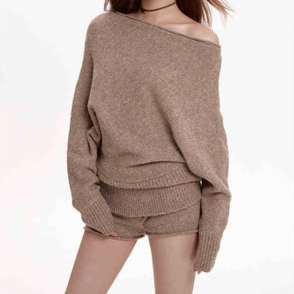 Loose Batwing Sleeve Top with Turtleneck