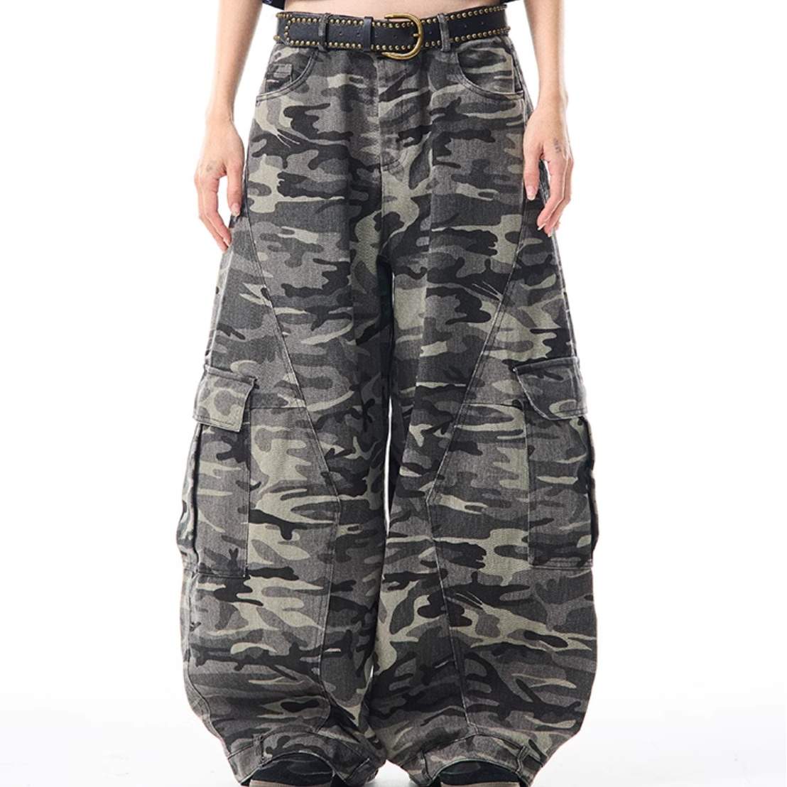 Women's Retro Camouflage Wide-Leg Casual Pants