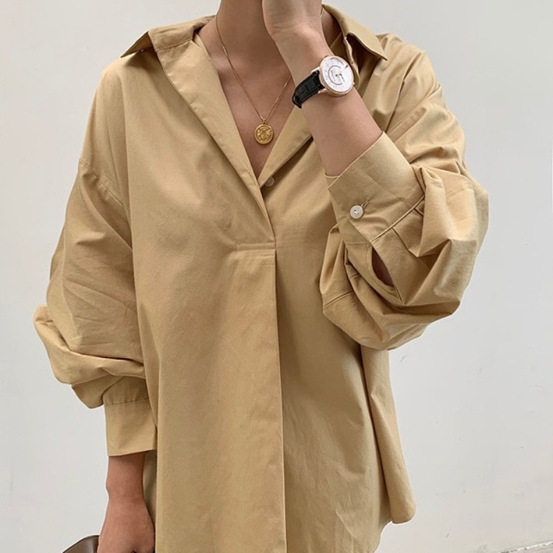Early Autumn Button-Up Women's Loose-Fit Shirt
