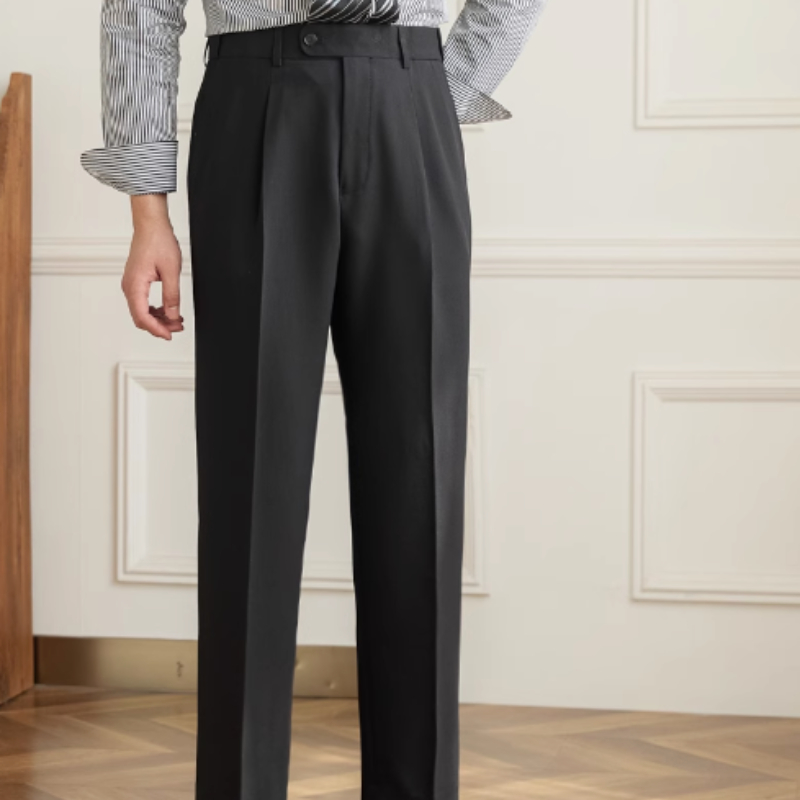 Retro Elastic-Waist Non-Iron Suit Trousers