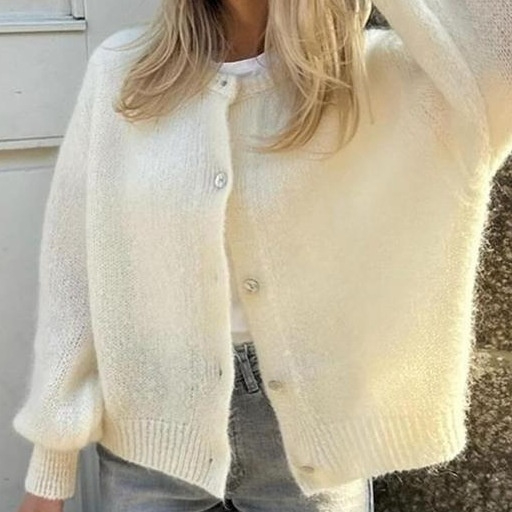 Women's Round-Neck Single-Breasted Cardigan